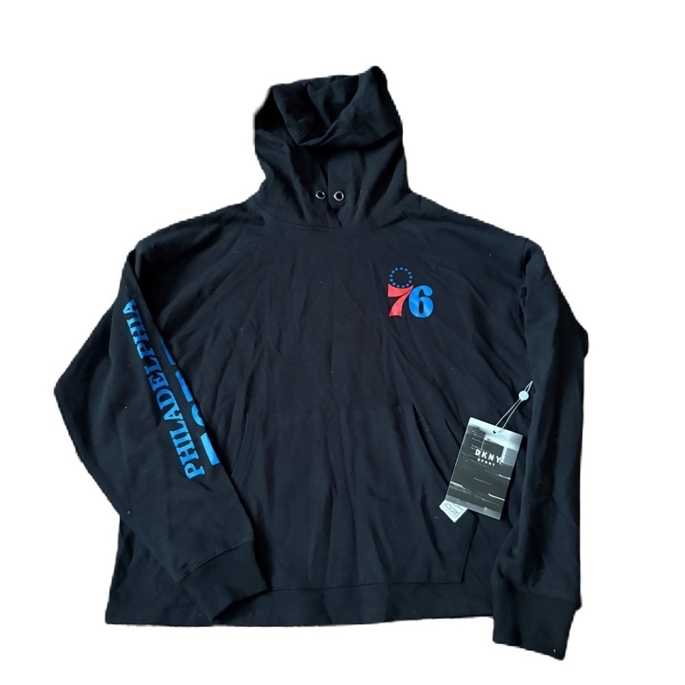 DKNY Philadelphia 76ers Hooded Sweatshirt NEW Small Black Blue
